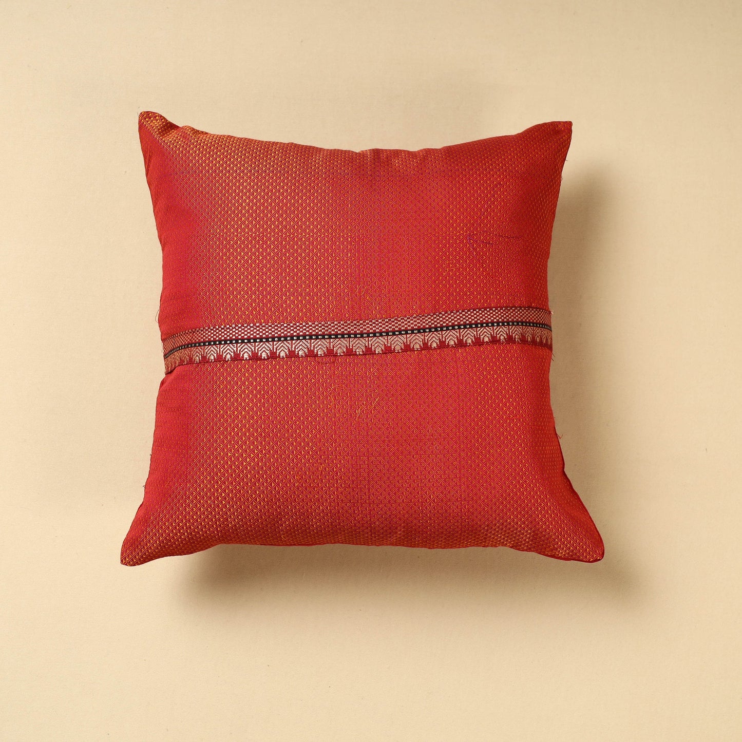 Orange Khun Weave Cotton Cushion Cover (16 x 16 in)