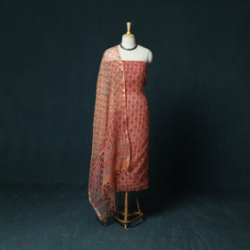 Kota doria cotton hand block sanganeri print 3pc unstitched