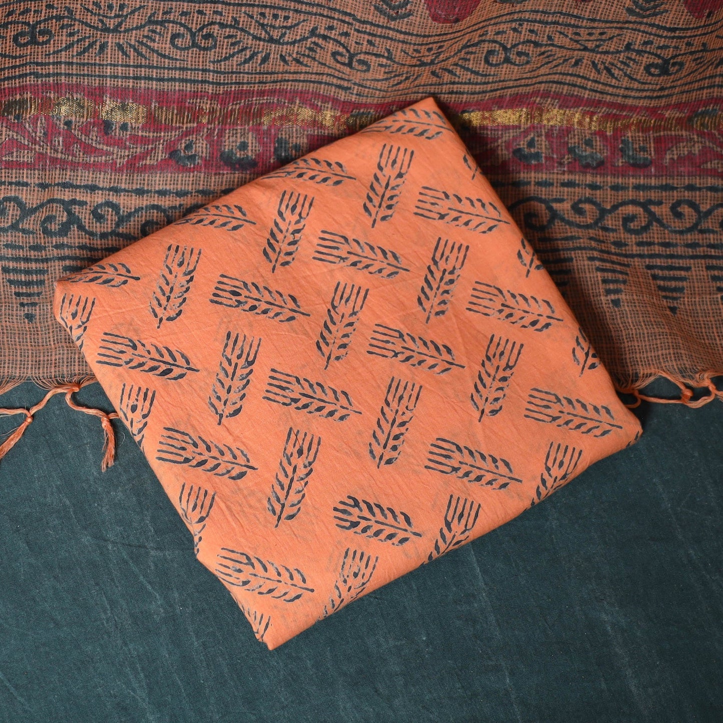 Kota doria cotton hand block sanganeri print 3pc unstitched