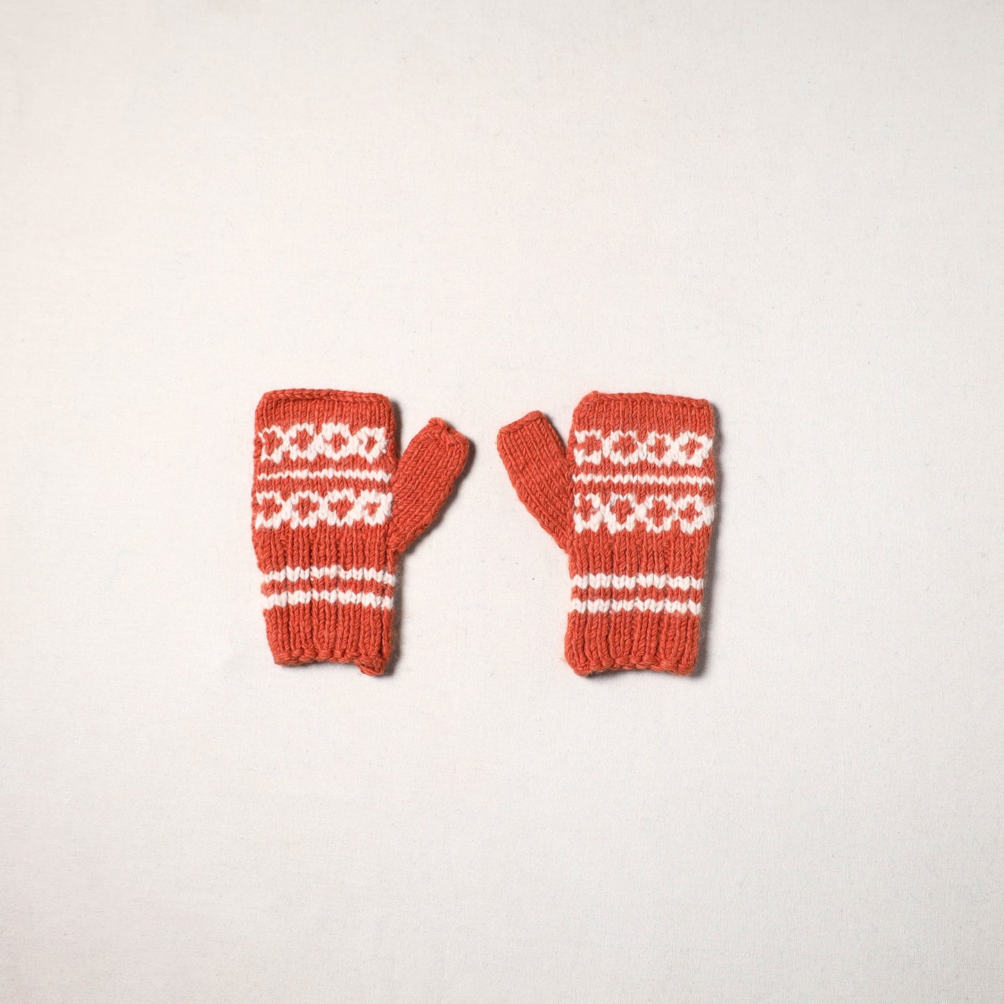 Orange - kullu karishma hand knitted merino wool gloves