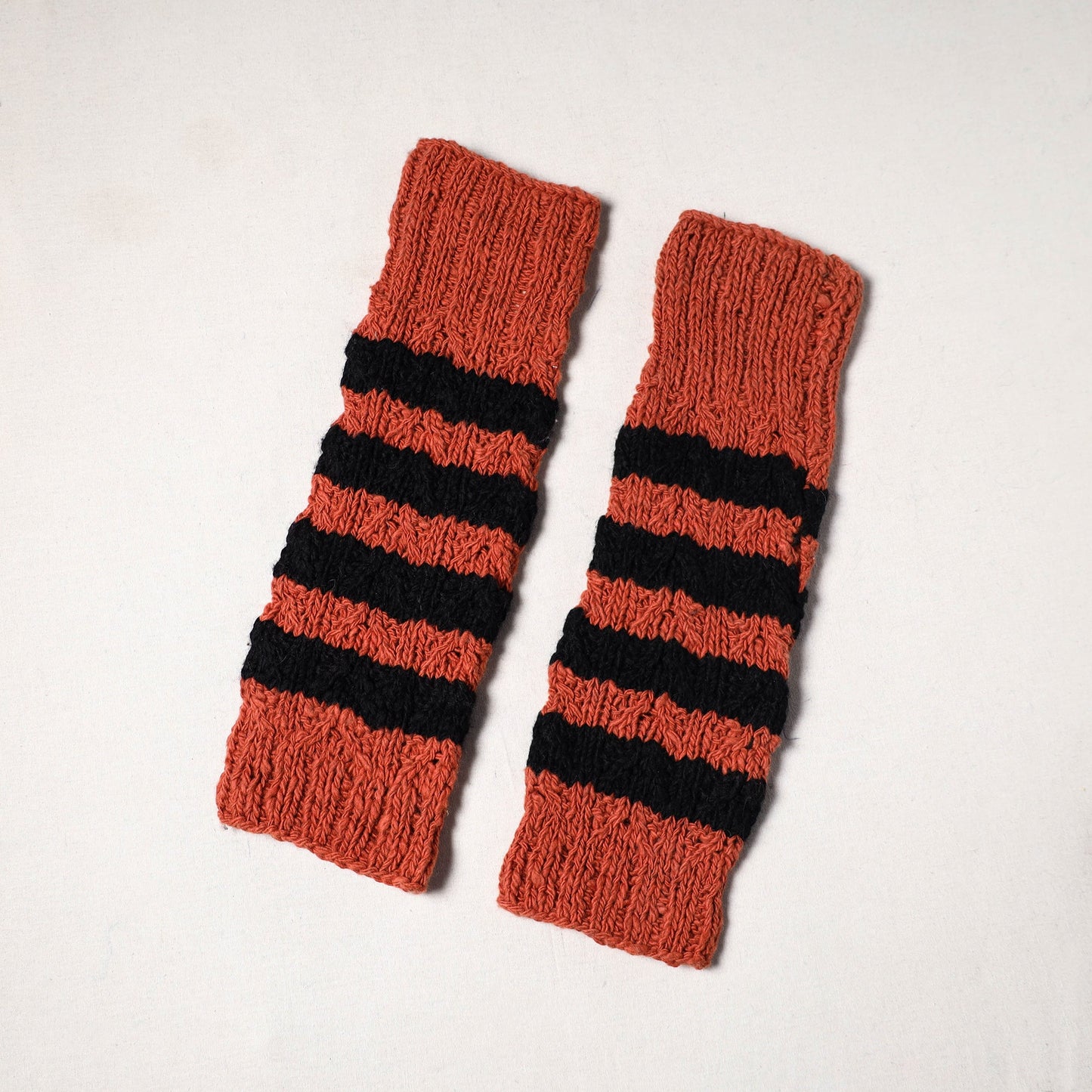 Orange - kullu karishma hand knitted merino wool leg warmer