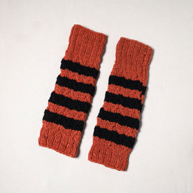 Orange - kullu karishma hand knitted merino wool leg warmer