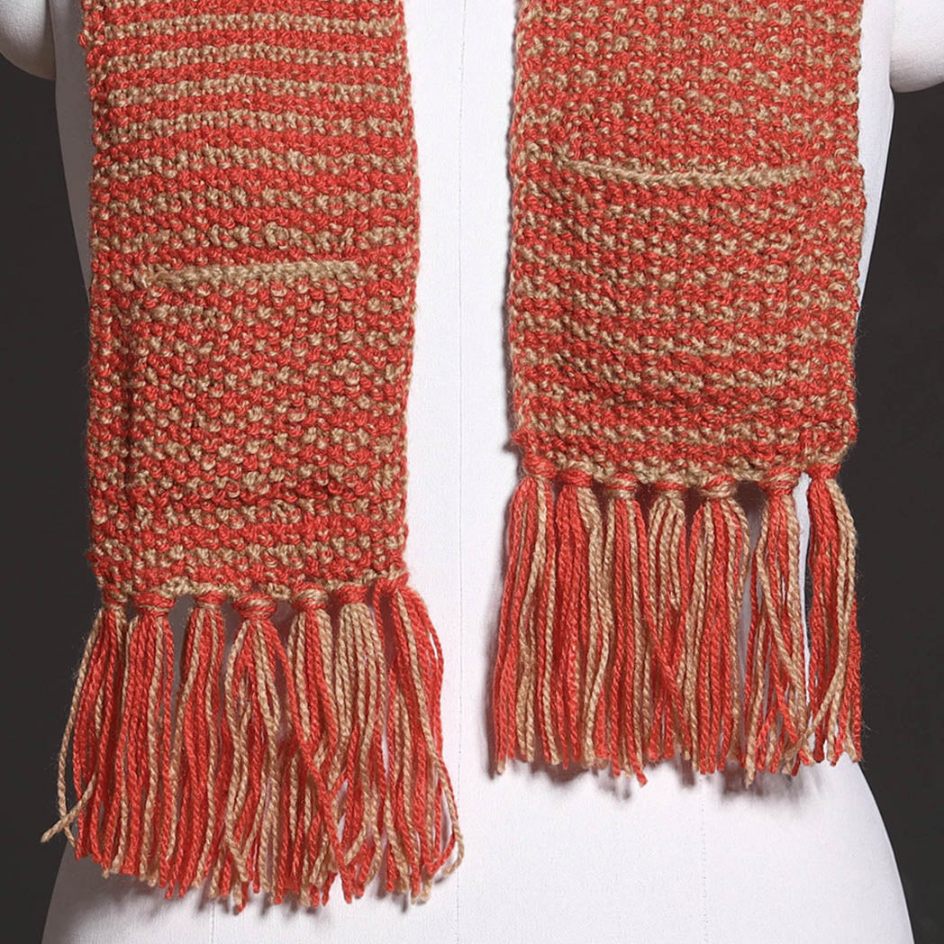  Kumaun Hand Knitted Woolen Muffler with Pockets 