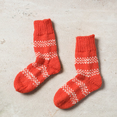  Orange Kumaun Hand Knitted Woolen Socks - Kids
