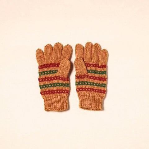 Orange Kumaun Hand Knitted Woollen Hand Gloves (Adult)