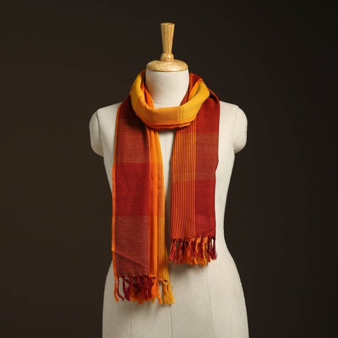 Orange - kumaun handwoven merino wool stole 87 - handcrafted