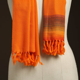 Orange - kumaun handwoven merino wool stole 90 - handcrafted
