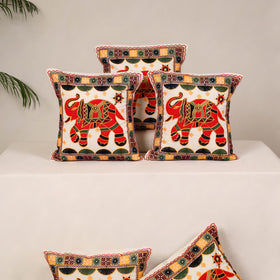 Orange - kutch aari hand embroidery cushion cover (set