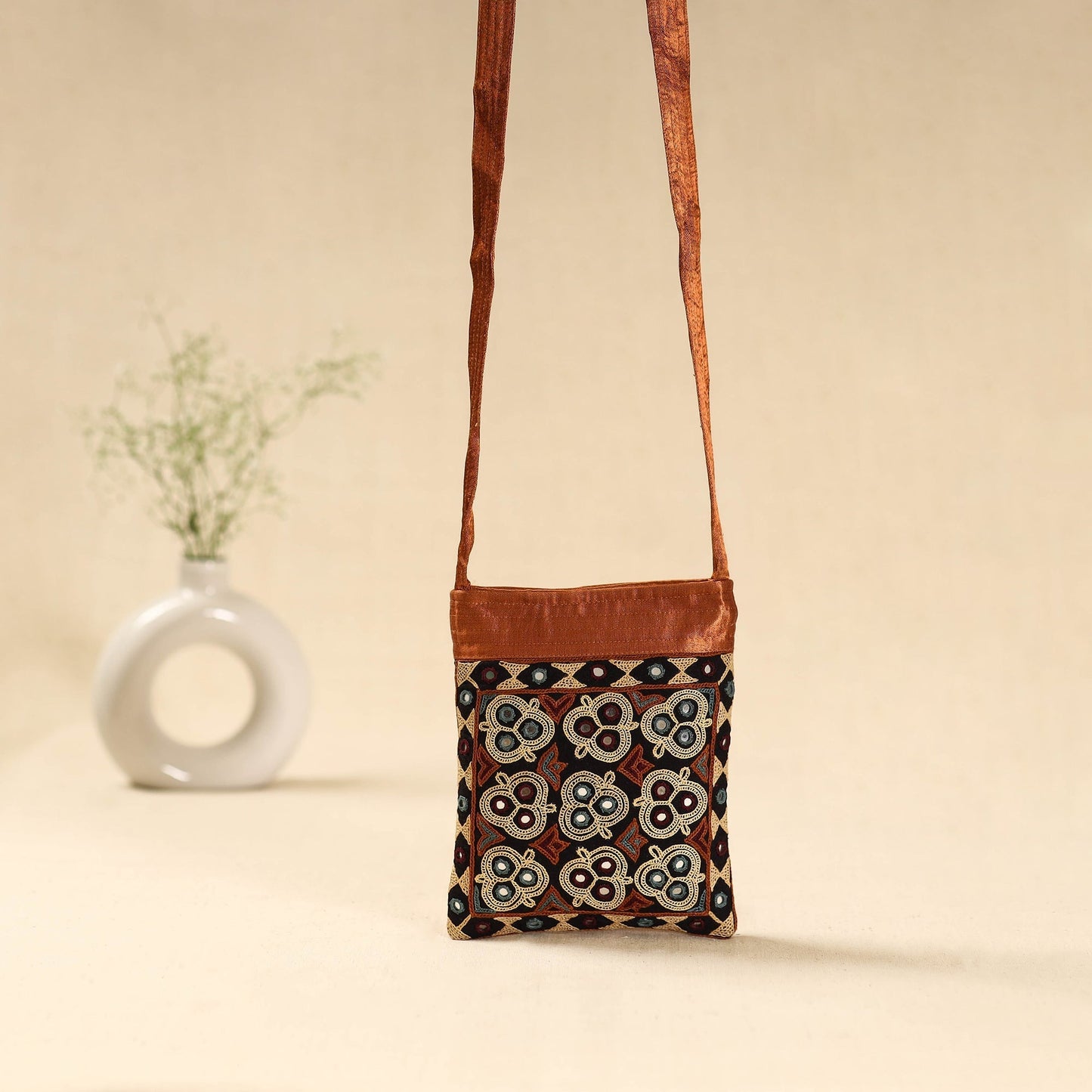 Kutch ahir hand embroidered sling bag 34 - handcrafted