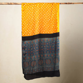  Kutch Bandhani Tie-Dye Ajrakh Block Printed Modal Silk Stole Online at iTokri.com