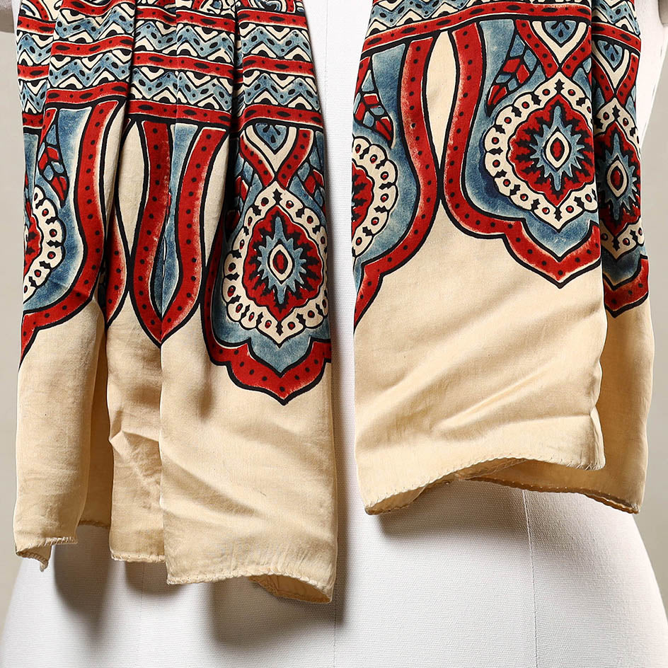 Orange - Kutch Bandhani Tie-Dye Printed Modal Silk Stole - stoles