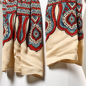 Orange - Kutch Bandhani Tie-Dye Printed Modal Silk Stole - stoles