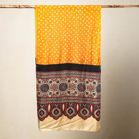 Orange - Kutch Bandhani Tie-Dye Printed Modal Silk Stole - stoles