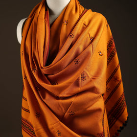 Kutch bhujodi handwoven mirror work wool shawl 13