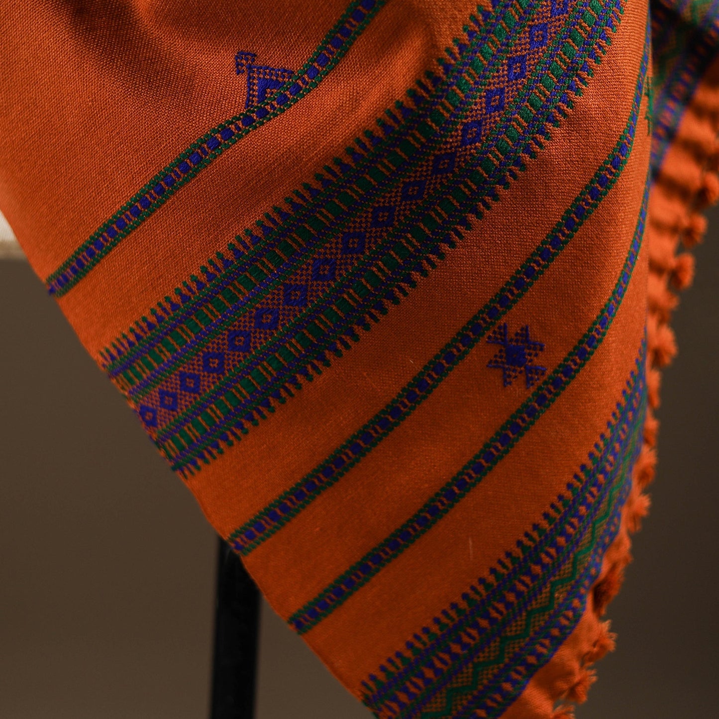 Kutch bhujodi handwoven mirror work wool shawl 15