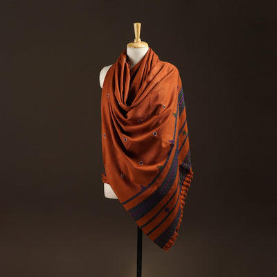 Kutch bhujodi handwoven mirror work wool shawl 15