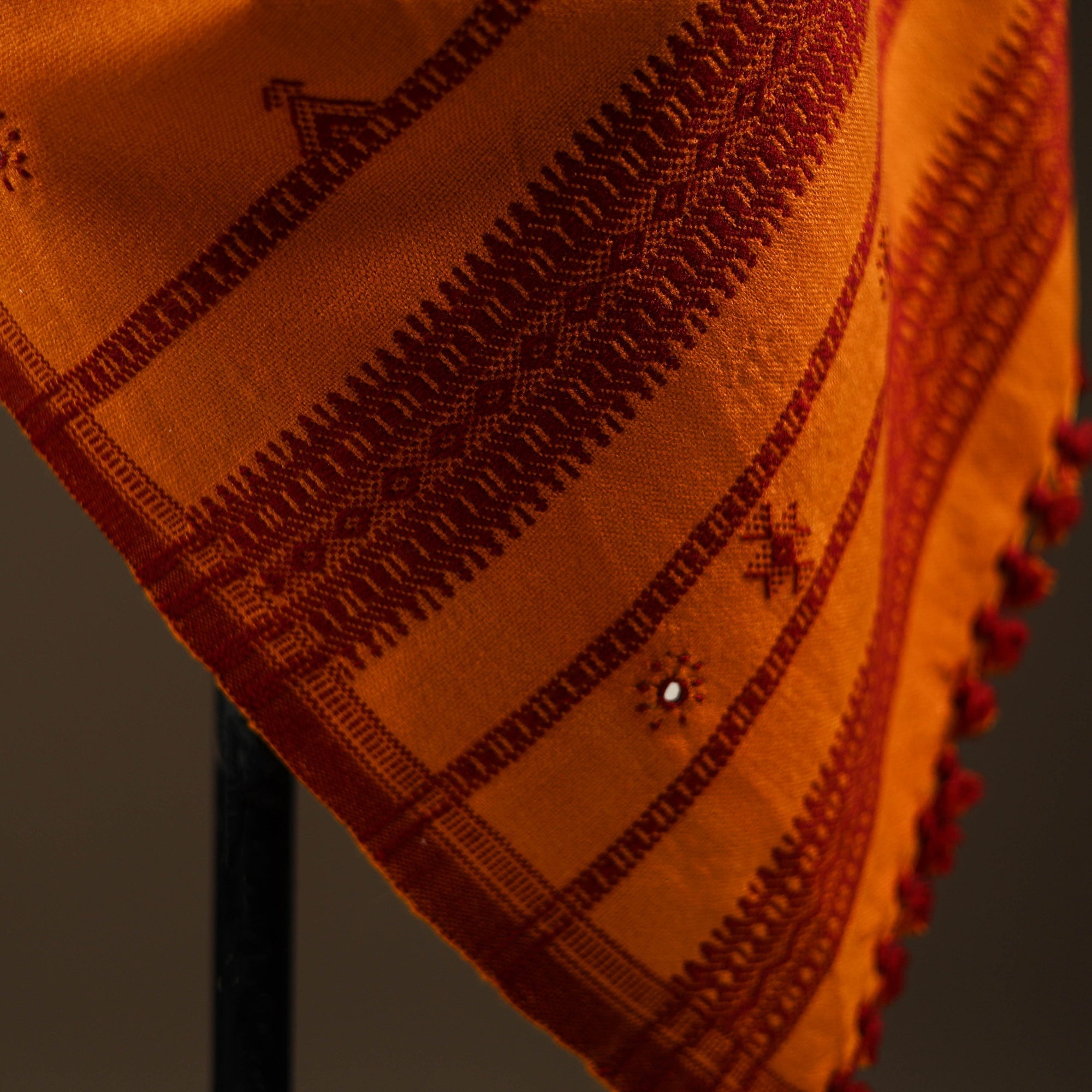 Kutch bhujodi handwoven mirror work wool shawl 18