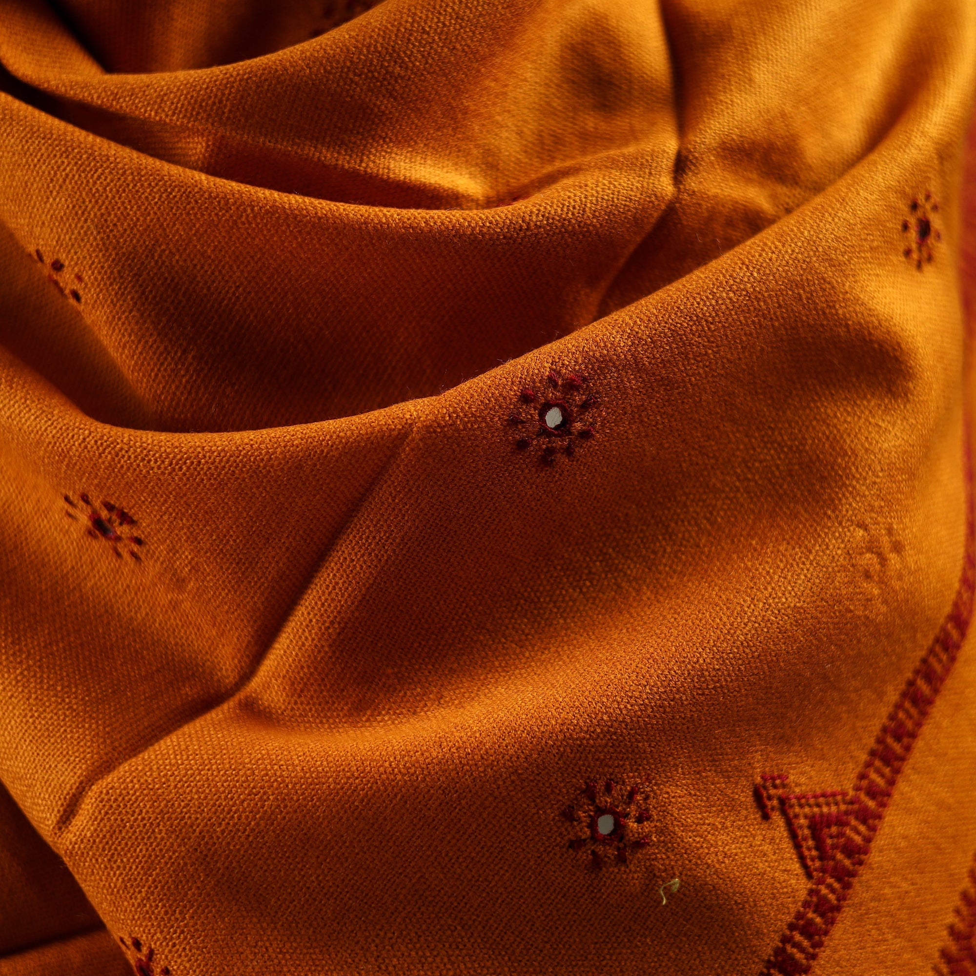 Kutch bhujodi handwoven mirror work wool shawl 18