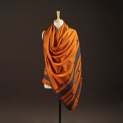 Kutch bhujodi handwoven mirror work wool shawl 28