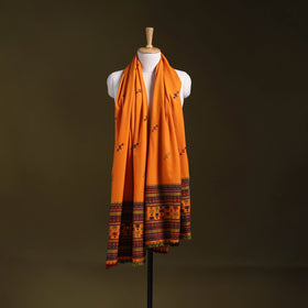 Orange - kutch bhujodi handwoven mirror work woollen shawl
