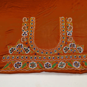 Buy Orange Kutch Hand Embroidery Mashru Silk Blouse Piece