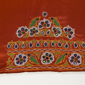 Buy Orange Kutch Hand Embroidery Mashru Silk Blouse Piece