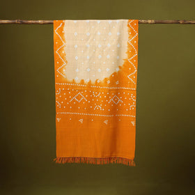 Kutch handwoven bagida merino wool tie-dye bandhani stole
