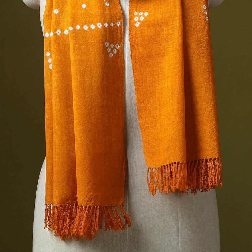 Kutch handwoven bagida merino wool tie-dye bandhani stole