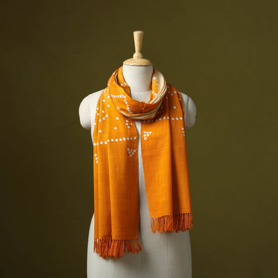 Kutch handwoven bagida merino wool tie-dye bandhani stole