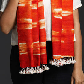 Buy Kutch Handwoven Clamp Dyed Shibori Silk x Wool Stole with Tassels Online at iTokri.com