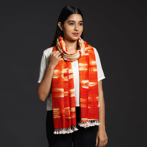 Buy Kutch Handwoven Clamp Dyed Shibori Silk x Wool Stole with Tassels Online at iTokri.com