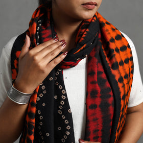 Orange - kutch handwoven woolen shibori & bandhani stole 40