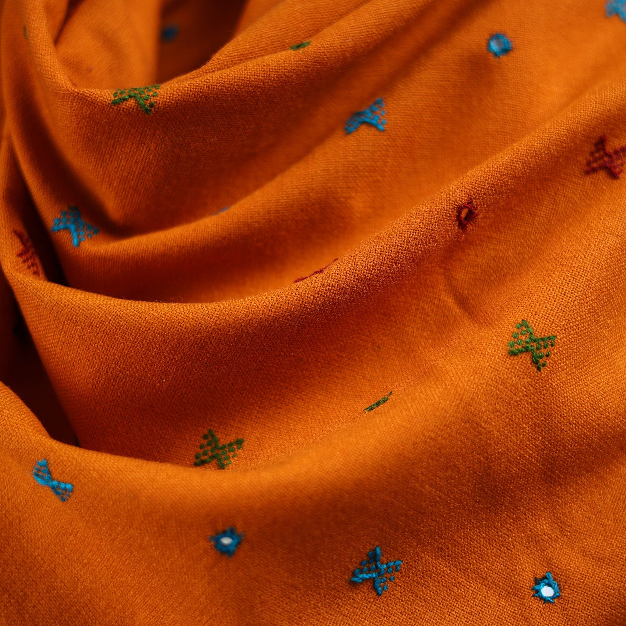 Orange - kutch bhujodi handwoven mirror work acrylic wool