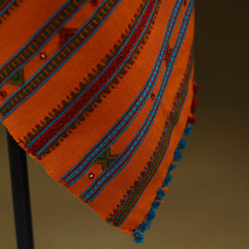 Orange - kutch bhujodi handwoven mirror work acrylic wool