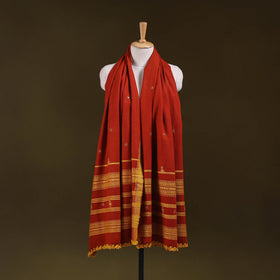 Orange - kutch handwoven mirror work acrylic wool shawl 163