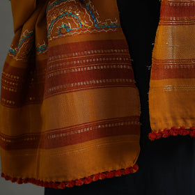 Orange Kutch Neran Hand Embroidery Mirror Work Woollen Shawl