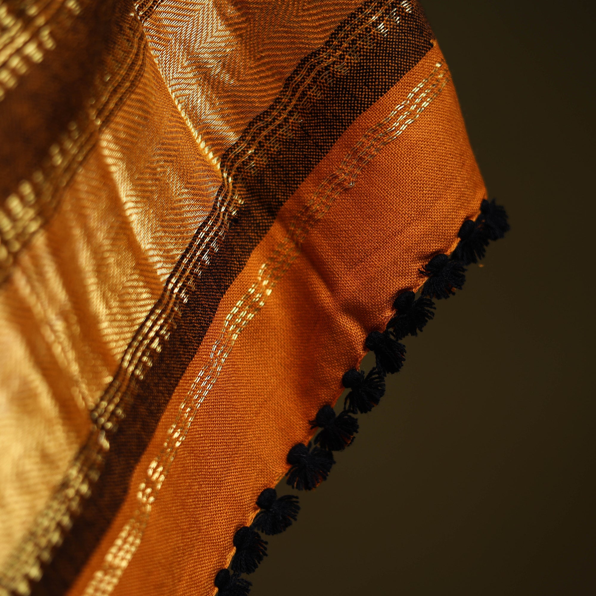 Orange - kutch neran hand embroidery mirror work woollen