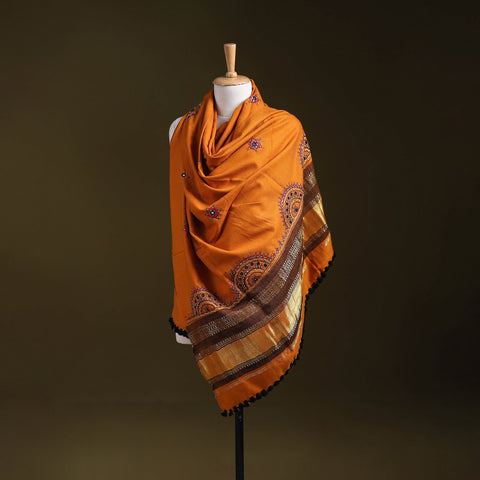 Orange - kutch neran hand embroidery mirror work woollen