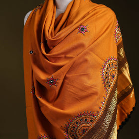 Orange - kutch neran hand embroidery mirror work woollen