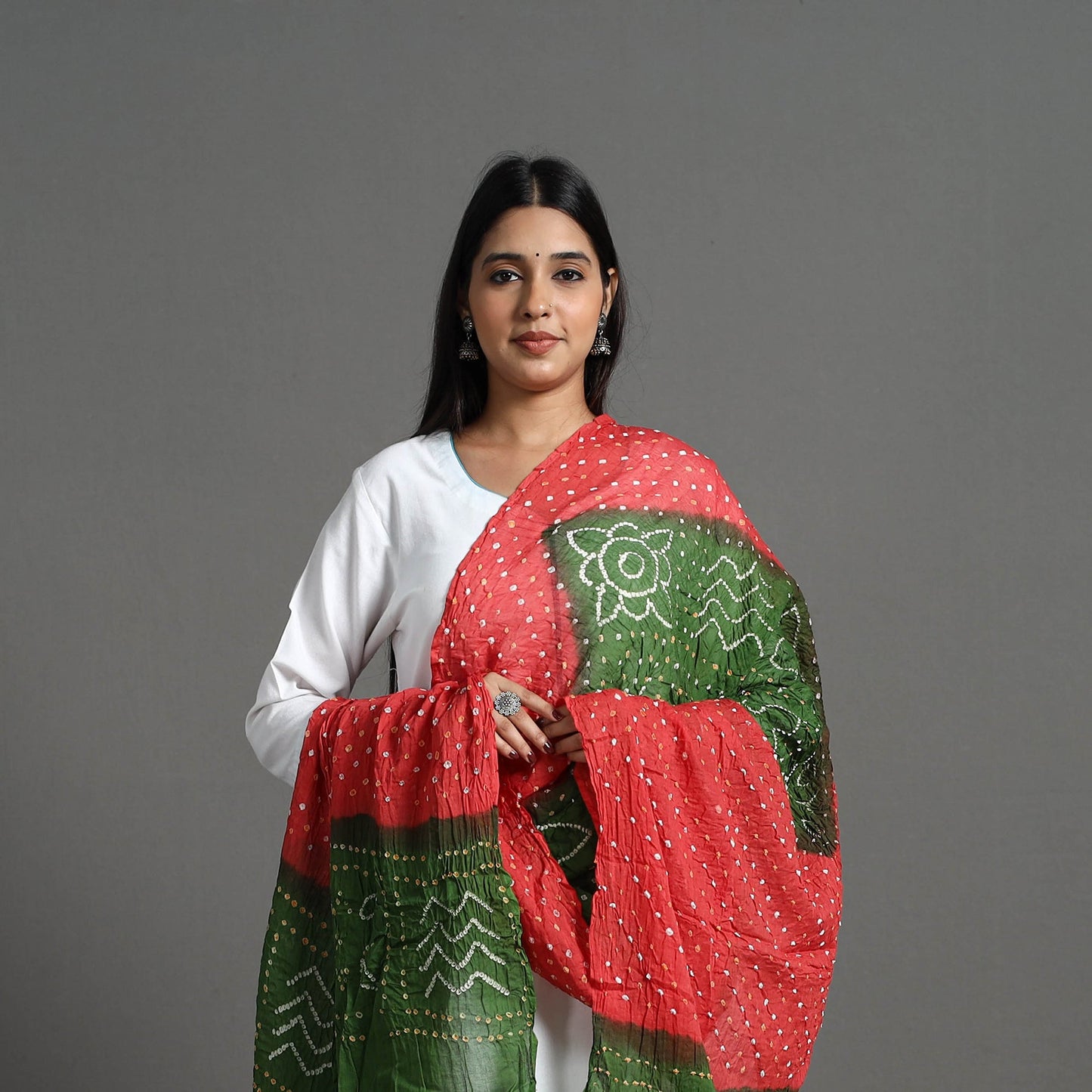 Shop Authentic Orange Bandhani Cotton Dupatta Online