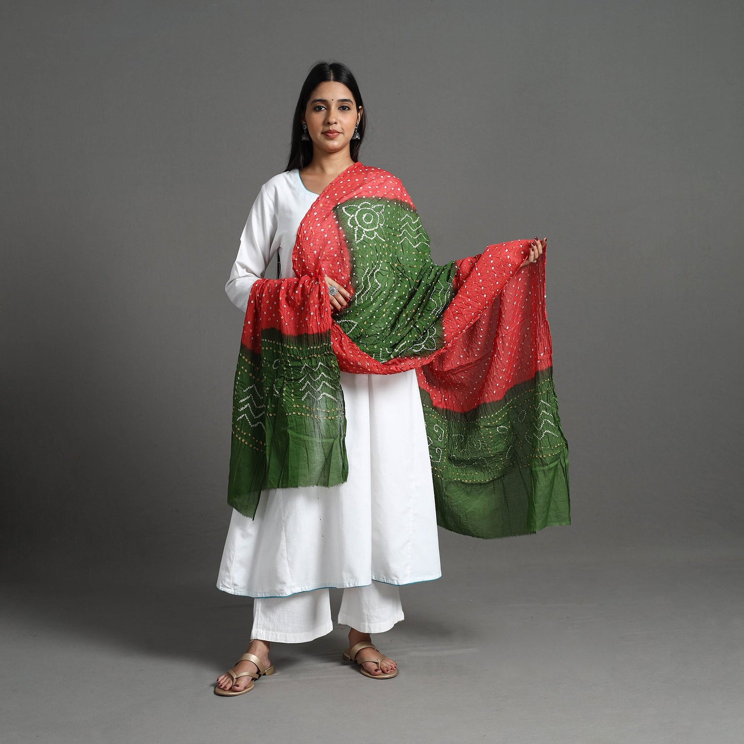 Shop Authentic Orange Bandhani Cotton Dupatta Online