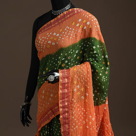 Kutch tie-dye cotton bandhani saree with blouse piece 06