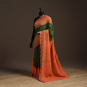 Kutch tie-dye cotton bandhani saree with blouse piece 06