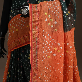 Kutch tie-dye cotton bandhani saree with blouse piece 16