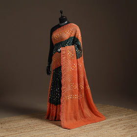 Kutch tie-dye cotton bandhani saree with blouse piece 16