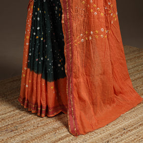 Kutch tie-dye cotton bandhani saree with blouse piece 18