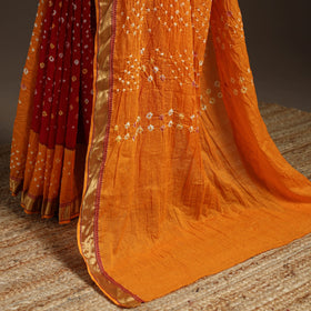 Kutch tie-dye cotton bandhani saree with blouse piece 21