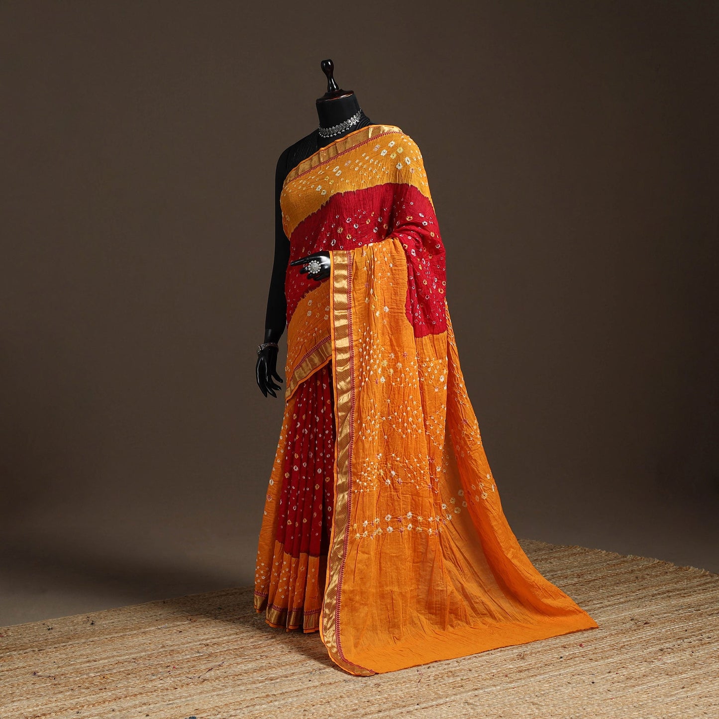 Kutch tie-dye cotton bandhani saree with blouse piece 21