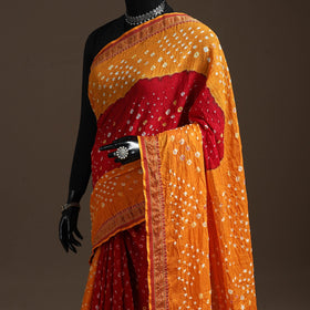Kutch tie-dye cotton bandhani saree with blouse piece 22
