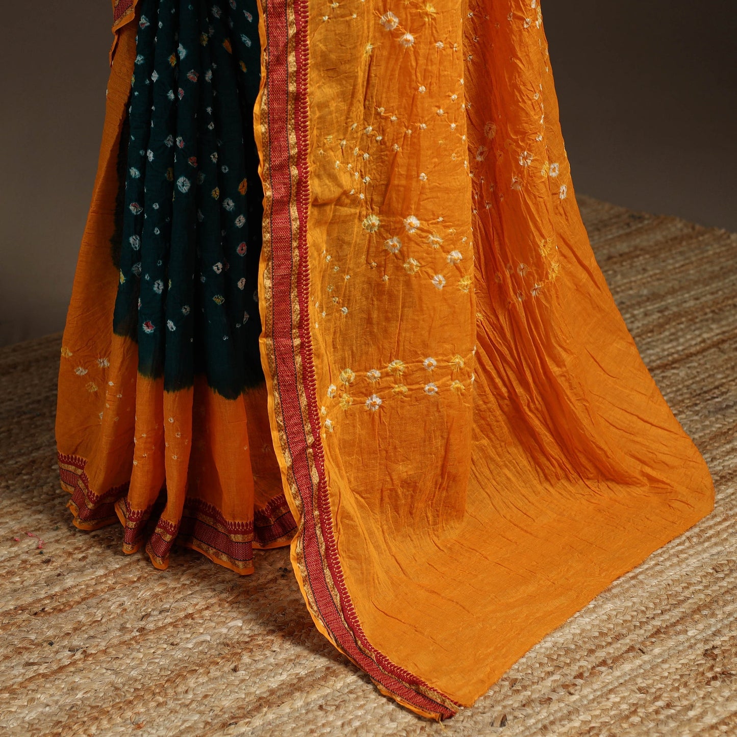 Kutch tie-dye cotton bandhani saree with blouse piece 36
